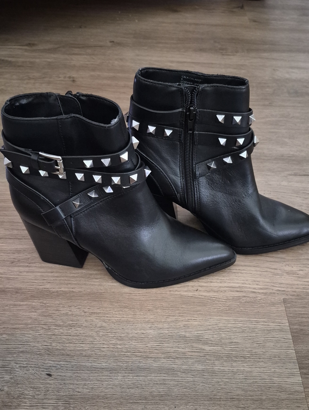 Steve Madden Black Studded Buckle Ankle Boots